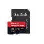 بطاقة ذاكرة مايكرو SDXC سانديسك اكستريم برو مع محول SD، سعة 128 جيجا - SDSQXCY-128G-GN6MA