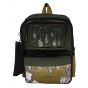 Gharibo Bags One Hand School Backpack With Pencil Case for Kids, Feathers Pattern - Olive
