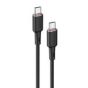 كابل USB-C الى USB-C اسفاست للشحن ونقل البيانات، 1.2 متر، اسود - C2-03