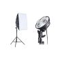 Studio Kit Lamp Holder with Light Stand and Soft Box Plug, 3 Pieces - Black and White