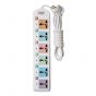 Fora Extension Socket, 6 Sockets, White - 3M-606