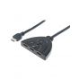 كابل HDMI مدمج 3 منافذ من مانهاتن، أسود - 207843