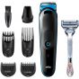 Braun All in One Hair Trimmer with Gillette Razor for Men, Black/Blue - MGK3242