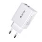 شاحن بـ 2 منفذ USB ديفيا سمارت سيريز- ابيض