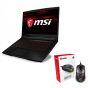 لاب توب ام اس اى GF63 ثين 10SCXR، انتل كور i5-10300H، شاشة 15.6 بوصة، 1 تيرا+ 256 جيجا، 8 جيجا رام، كارت شاشة نيفيديا جيفورس GTX 1650 سعة 4 جيجا، فري دوس- اسود مع ماوس ألعاب كلاتش، اسود- GM11
