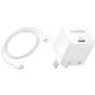Apple USB Type-C to Lightning Cable, 1 Meter - White with Anker PowerPort III Wall Charger, 20 Watt, USB Type-C - White