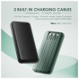 Oraimo Slice Link Power Bank, 10000 mAh, 3 Built-in Cables and 1 Port, Black - OPB-P5101