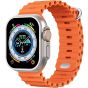 T800 Ultra Series 8 Smart Watch, 49mm - Silver Case and Orange Strap with Extra Black Strap and Silicone Strap - White