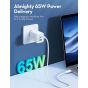 RAVPower Wall Charger, 65 Watt, 3 USB Ports, White - RP-PC172