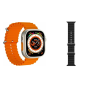 Oraimo FreePods 3C Earbuds, Black- OEB-E104DC and T800 Ultra Series 8 Smart Watch, 49mm - Silver Case and Orange Strap with Extra Black Strap