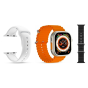 T800 Ultra Series 8 Smart Watch, 49mm - Silver Case and Orange Strap with Extra Black Strap and Silicone Strap - White