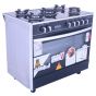 Unionaire Gas Cooker, 5 Burners, Black- C6090GSAC383IDSH-S-P