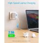Anker PowerPort III Charger with 3 Plugs, 65W, 3 Ports, 2 USB-A and 1 USB-C, White - A2033H21