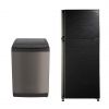 Sharp Top Loading Automatic Washing Machine, 11 Kg, Dark Silver - ES-TN11GDSP with No-Frost Refrigerator, 385 Liters, Black - SJ-48C(BK)