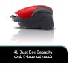 Panasonic Standard Series Bagged Vacuum Cleaner, 1700 Watt, Red - MC-CG525