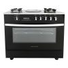 بوتجاز غاز وكهرباء بريميوم، 5 شعلات، ستانلس ستيل/اسود - PRM6090GS-AC-383-IDSH-S-F-2W