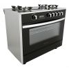 بوتجاز غاز وكهرباء بريميوم، 5 شعلات، ستانلس ستيل/اسود - PRM6090GS-AC-383-IDSH-S-F-2W