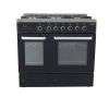 بوتجاز غاز بريميوم دوبل شيف، 5 شعلات، ستانلس ستيل/اسود - PRM6090SB-1GC-511-IDSP-DH