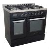 بوتجاز غاز بريميوم دوبل شيف، 5 شعلات، ستانلس ستيل/اسود - PRM6090SB-1GC-511-IDSP-DH