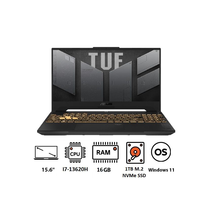 ASUS TUF FX507VV-LP156W Gaming Laptop, Intel Core I7-13620H, 1TB M.2 NVMe PCIe 4.0 SSD, 16GB RAM, 15.6 Inch, FHD, 144Hz, IPS-level, Nvidia GeForce RTX 4060 8GB, Windows 11 - Eclipse Grey