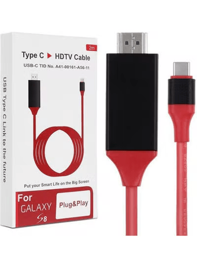 VoxLink USB Type-C to HDTV Cable, 2 Meters - Black and Red