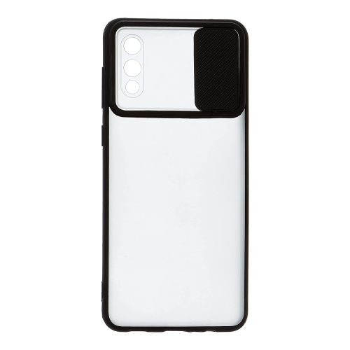 Stratg Back Cover with Camera Slider for Samsung Galaxy A02 and M02 - Transparent and Black