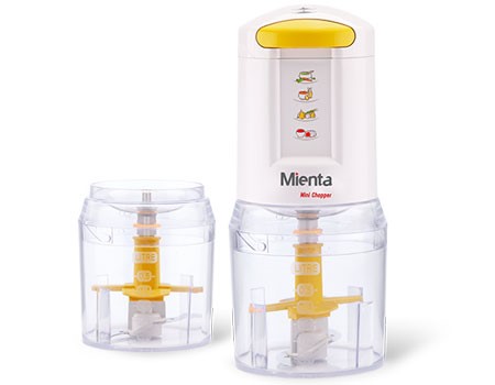 Mienta Mini Chopper With 2 Bowls, 400 Watt, White - CH172