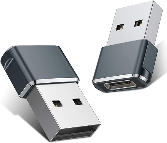 محول بمنفذ انثى USB فئة C الى موصل ذكر USB فئة A، عدد 2 قطعة - رمادي