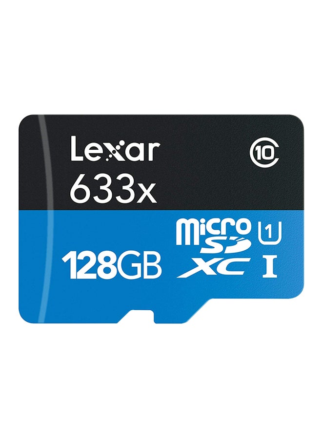 Lexar 633x Micro SD Memory Card, 128GB, Black and Blue - LSDMI128GBBEU633A