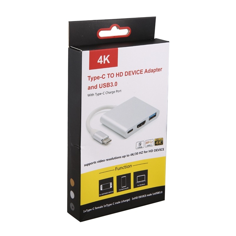 3 In 1 USB-C to USB, USB-C and HDMI Adapter - White