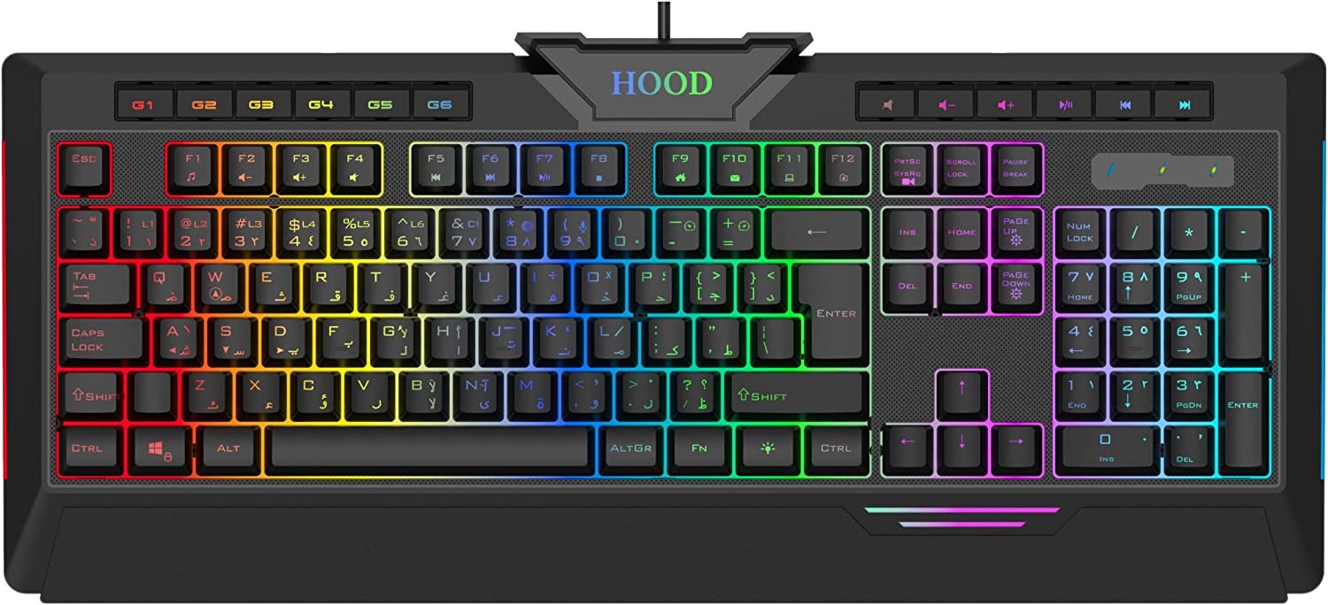 Hood Gaming Wired Keyboard, Black - K1000