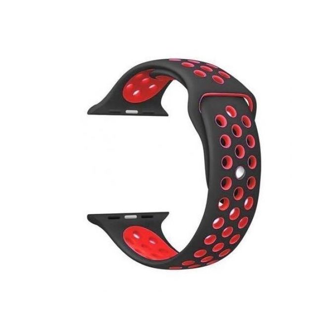 Silicone Strap For Apple Watch Series 7, 45 mm - Black and Red