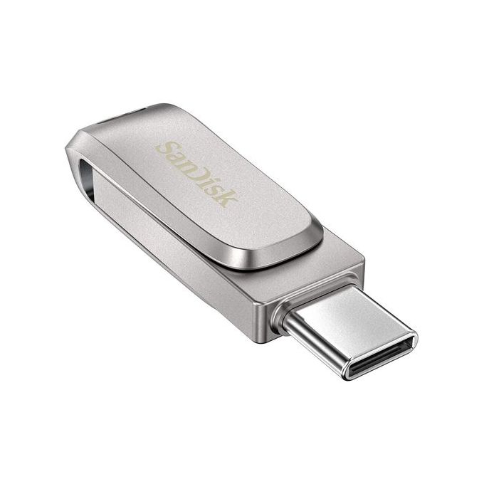 فلاش درايف سانديسك الترا دوال درايف لوكس، USB فئة C، سعة 128 جيجا، فضي - SDDDC4128GbG46