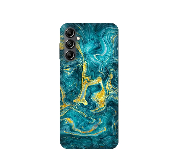Marble Blue Gold Silicone Printed Back Cover For Samsung A14