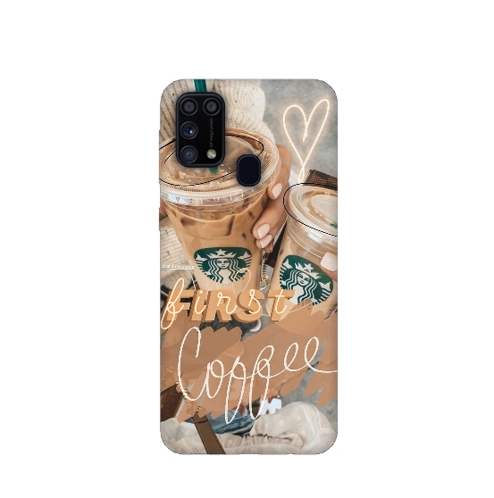 First Coffee Printed Silicone Back Cover for Samsung Galaxy M31