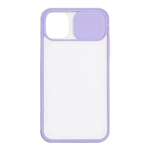 StraTG Back Cover for iPhone 11 Pro with Camera Slider - Clear and light Purple