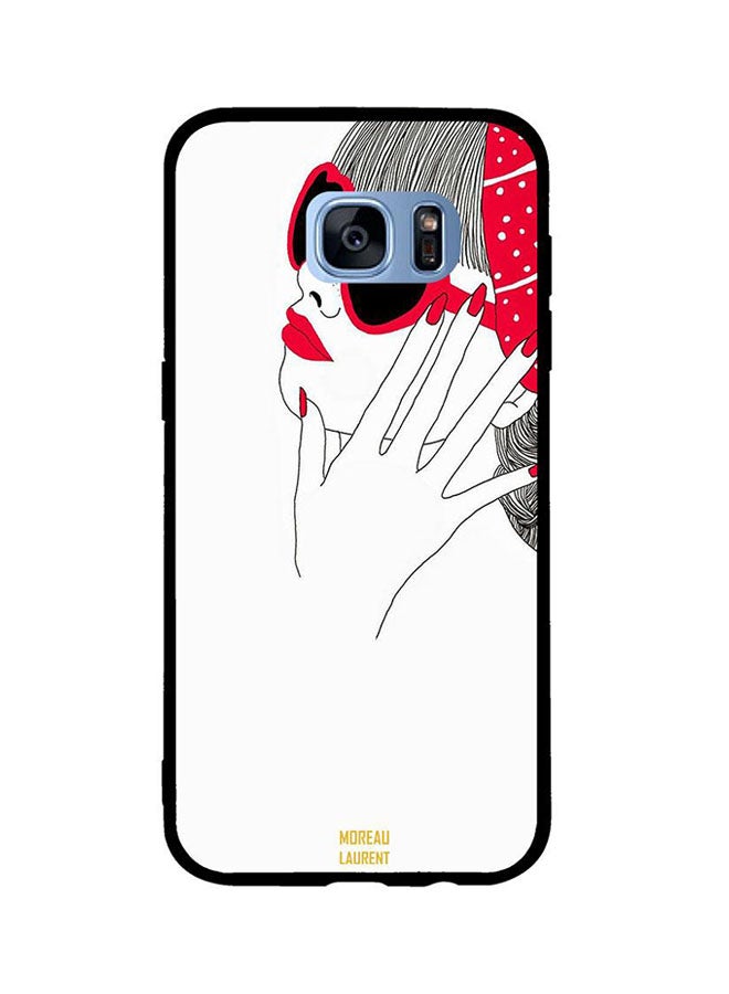 Moreau Laurent Red And Black Girl Glass Printed TPU Back Cover For Samsung Galaxy S7 Edge