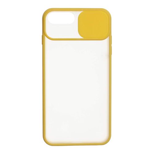 StraTG Back Cover for iPhone 7 Plus and 8 Plus with Camera Slider - Clear and Yellow