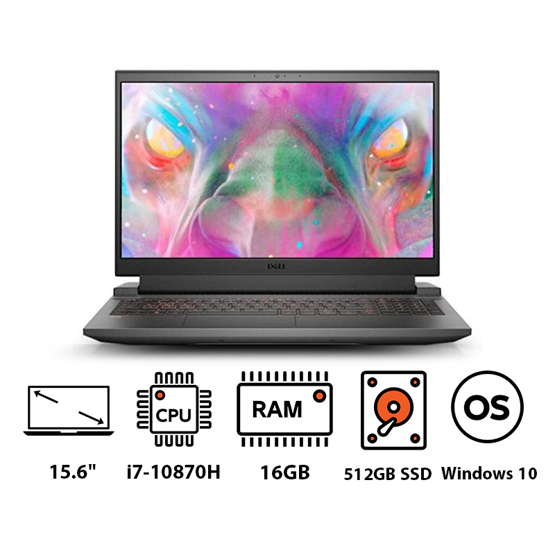 Dell G15 5510 Laptop, 15.6 Inch, Intel Core i7-10870H, 512GB SSD, 16GB RAM, Geforce RTX 3050 4GB GDDR6, Windows 10 - Dark Shadow Grey