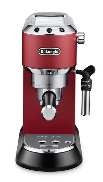 Delonghi Dedica Style Pump Espresso Coffee Machine, 15 Bar, Red - EC 685.R