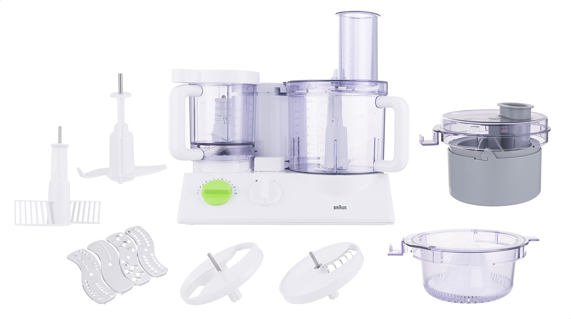 Braun TributeCollection Food Processor, 600 Watt, White/Green - FX3030