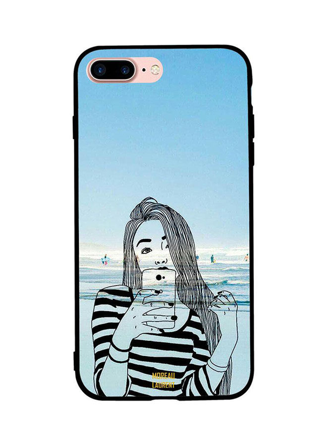 Doodle Girl At Beach Printed Back Cover for Apple iPhone 8 Plus