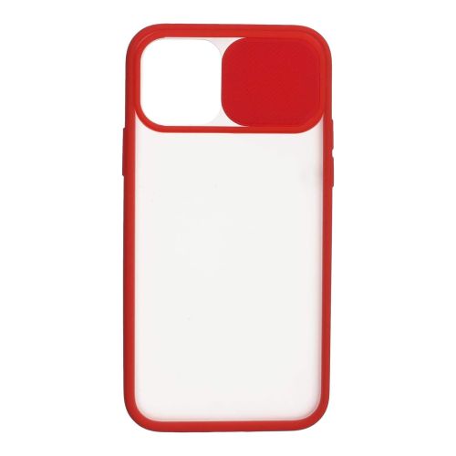 StraTG Back Cover for iPhone 11 Pro with Camera Slider - Clear and Red