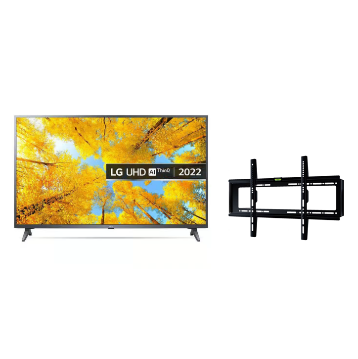 LG 50 Inch 4K UHD Smart LED TV With Built in Receiver - 50UQ75006LG With ETI TV Wall Mount, 26:55 Inch, Black - TX40