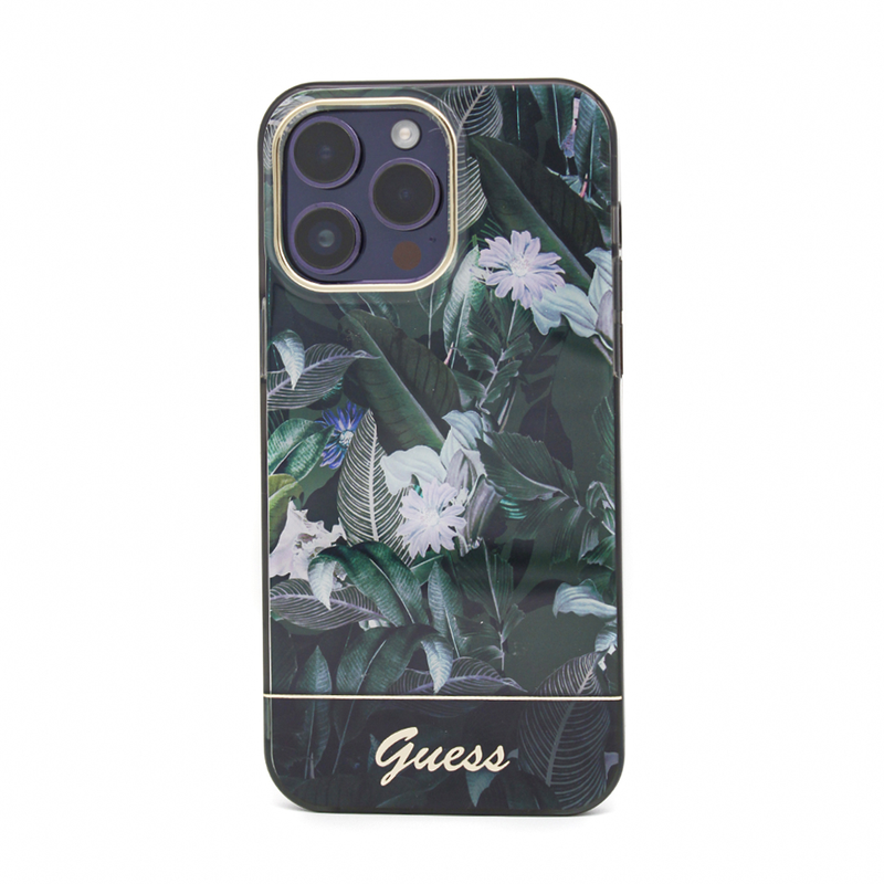 Guess Flowers Case for iPhone 14 Pro Max - Green
