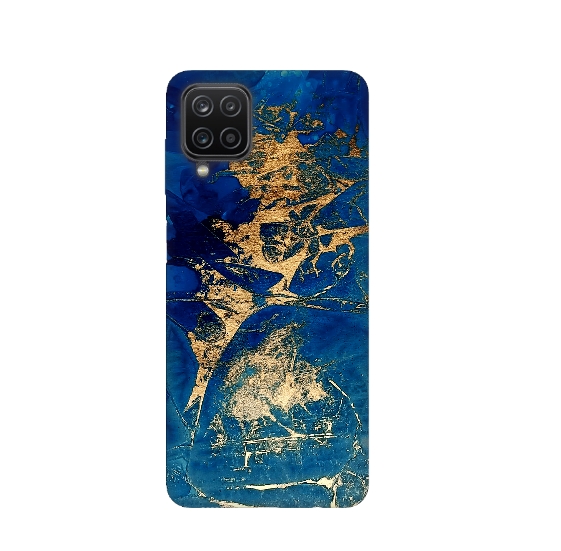 Marble Gold Navy Silicone Printed Protective Cover For Samsung A22 4G