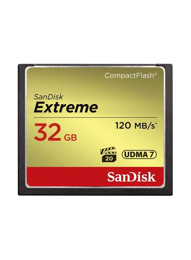 SanDisk Extreme UDMA 7 Compact Flash Memory Card, 32GB - Gold and Black