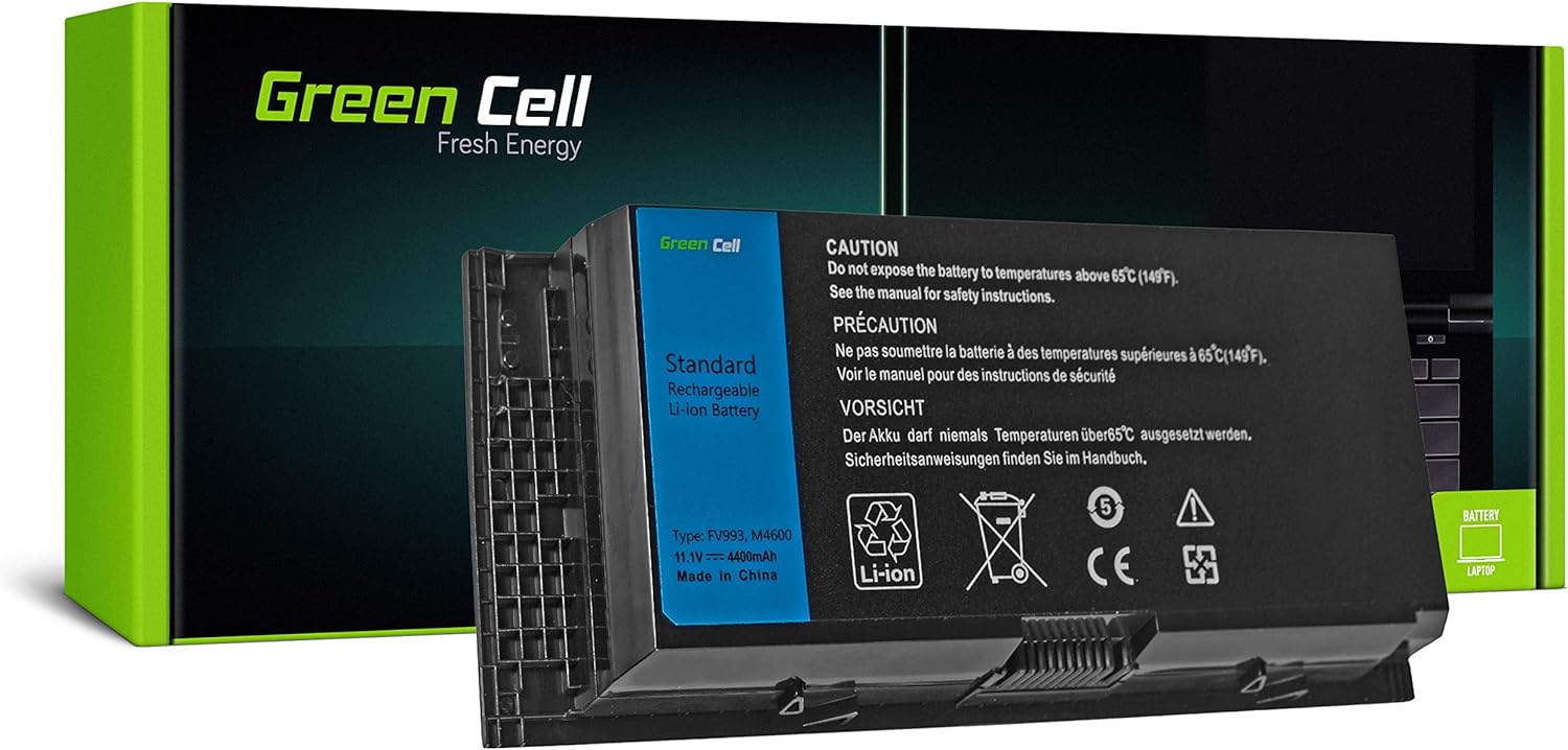 Green Cell Laptop Battery Replacement for Dell Laptops, 4400mAh - Black