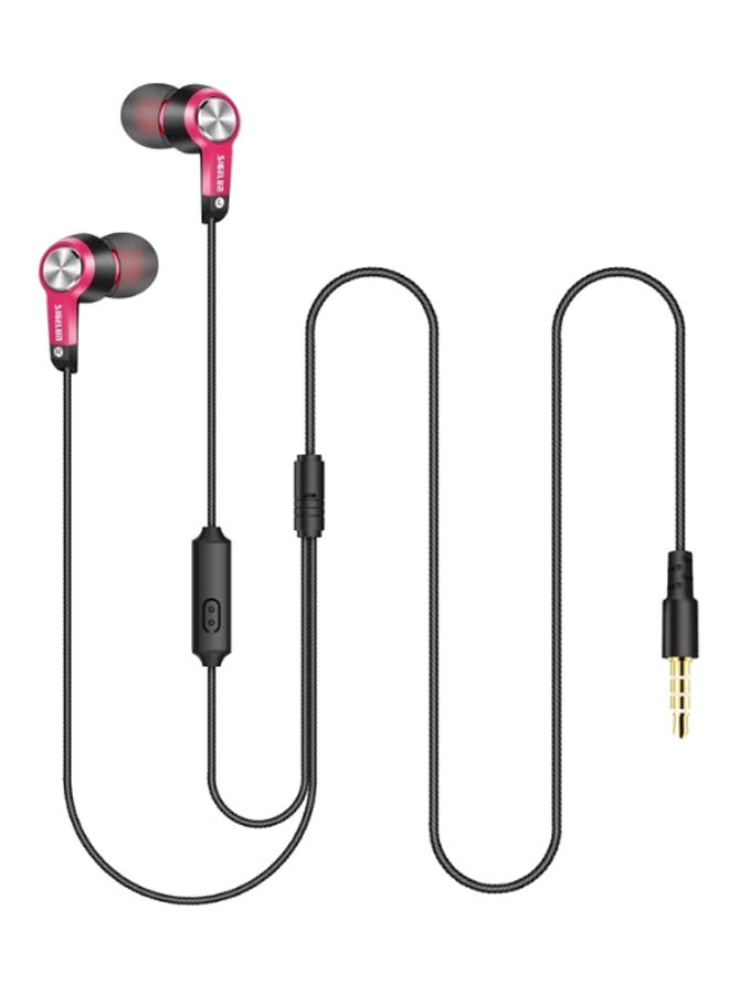 Sigelun Wired In Ear Earphones with Built-in Microphone, Black and Pink - DC-3