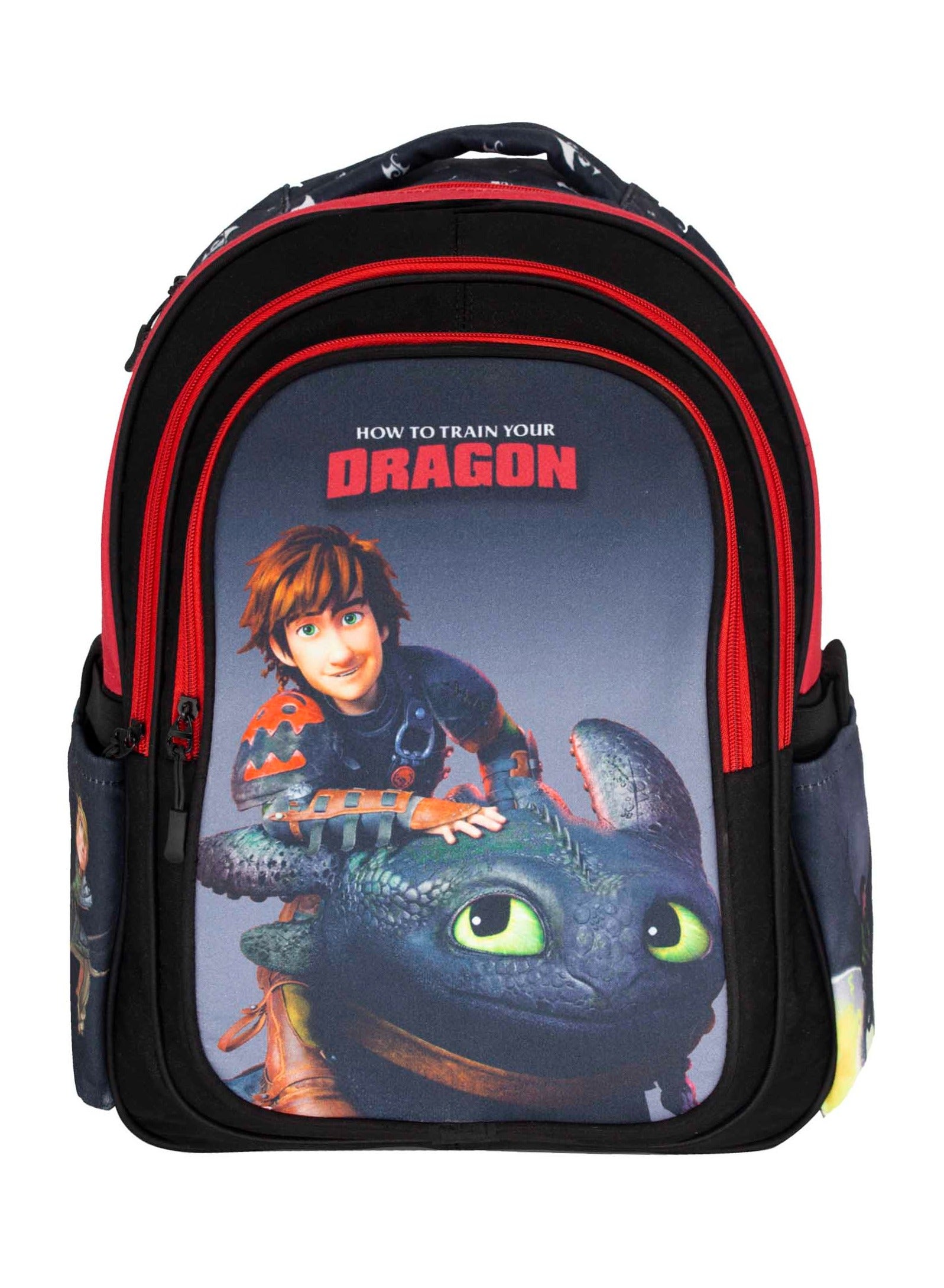 Gharibo Bags School Backpack For Boys How to Train your Dragon Pattern Black and Red Product detail page